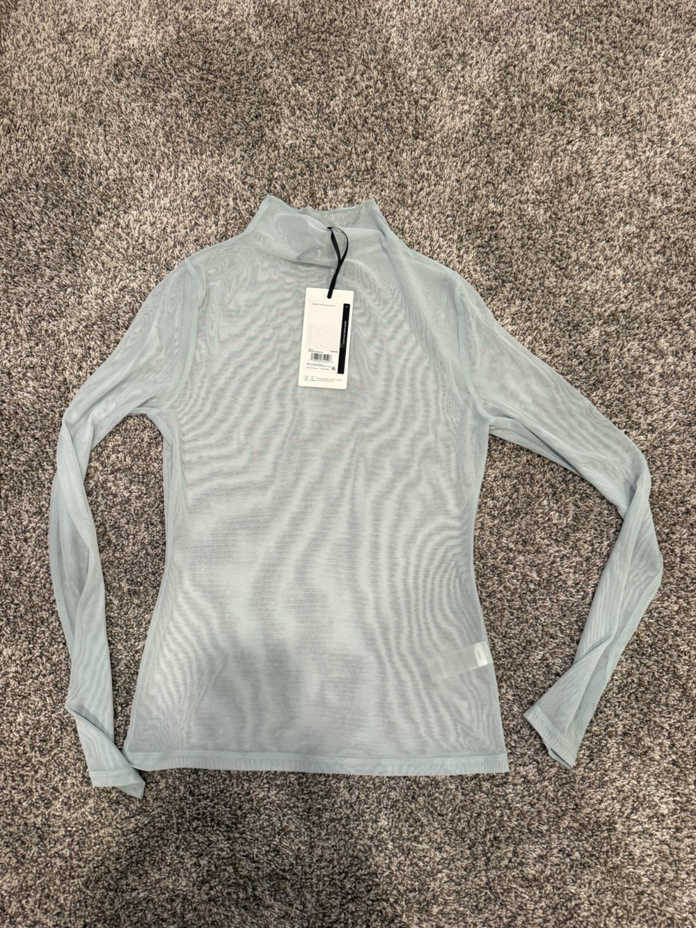 NWT CALIA Draped Funnel Long Sleeve Mesh Top Smoked Turquoise Small